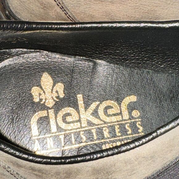 Rieker Anitstress Flats Women's Size 9 Gray Leather Slip On Comfort Shoes - Picture 5 of 9